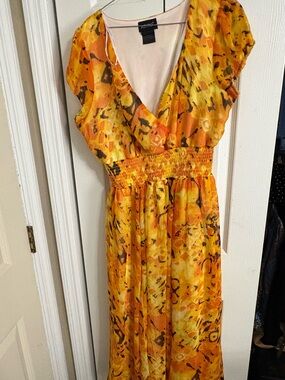 Ashro Yellow Orange Floral Dress